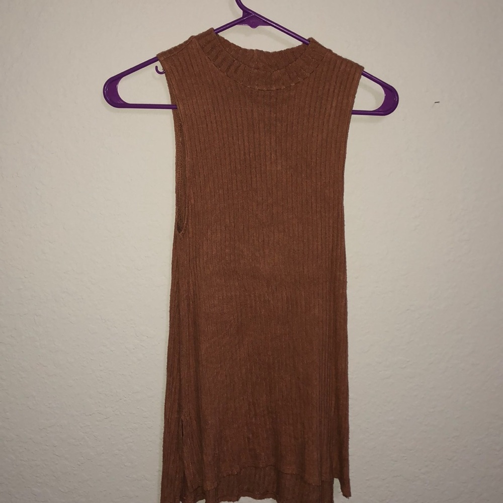 Long tan low turtle neck